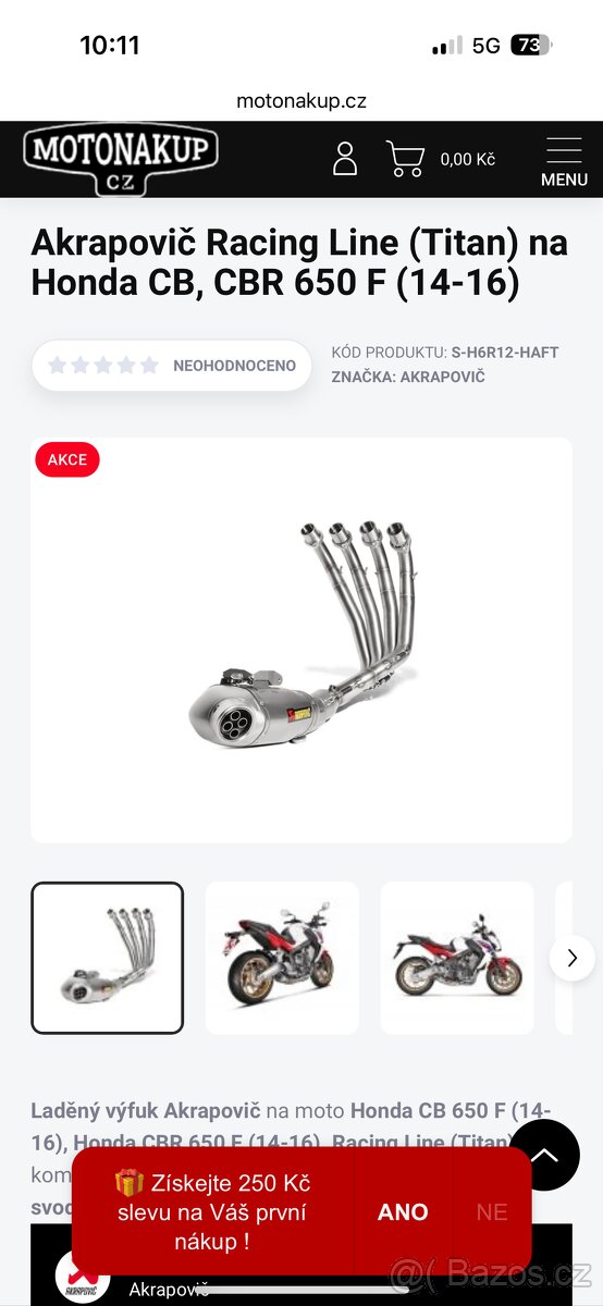 Prodám výfuk Akrapovič na honda cb650 2014/2022 - 3