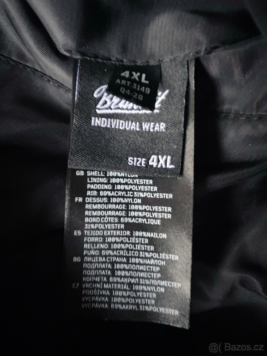 Bunda Bomber Brandit, černá 4XL - 3