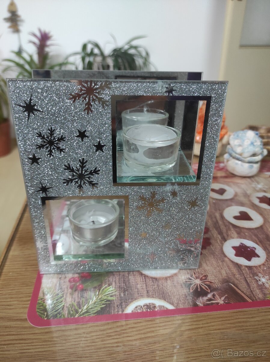 Skleněný stojánek na dvě čajové svíčky - 3