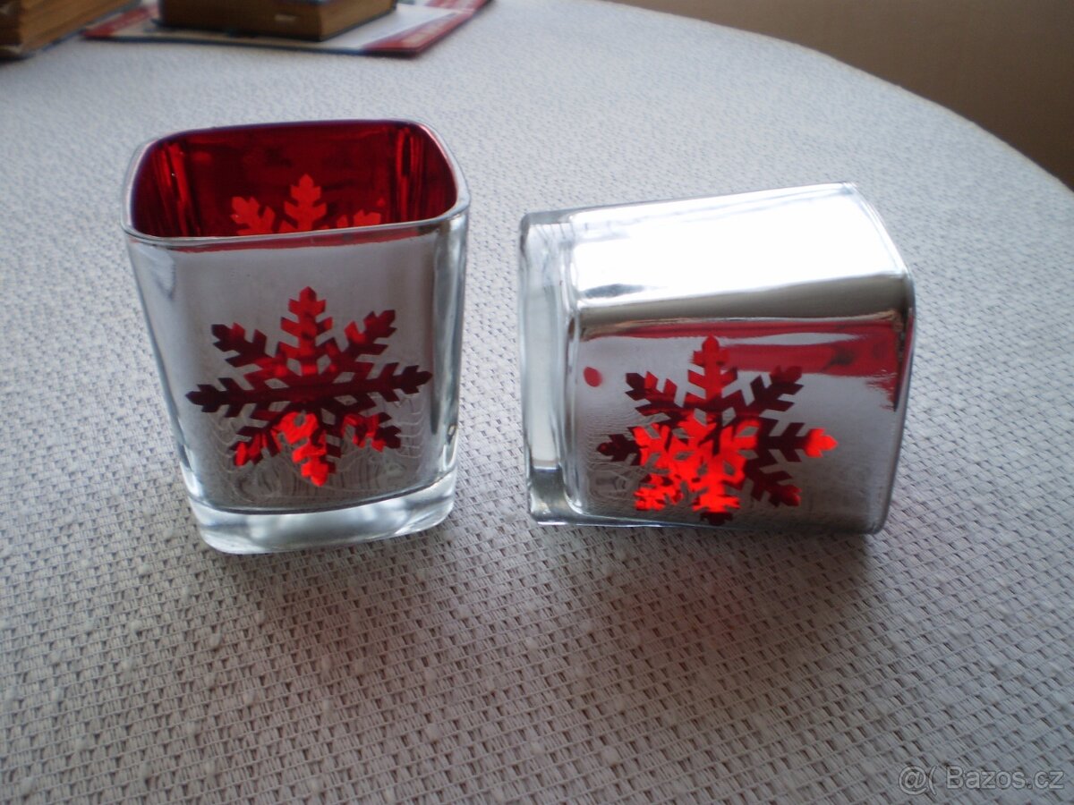 sklo - obal - na svíčku - vánoční dekor 2 kusy - 3