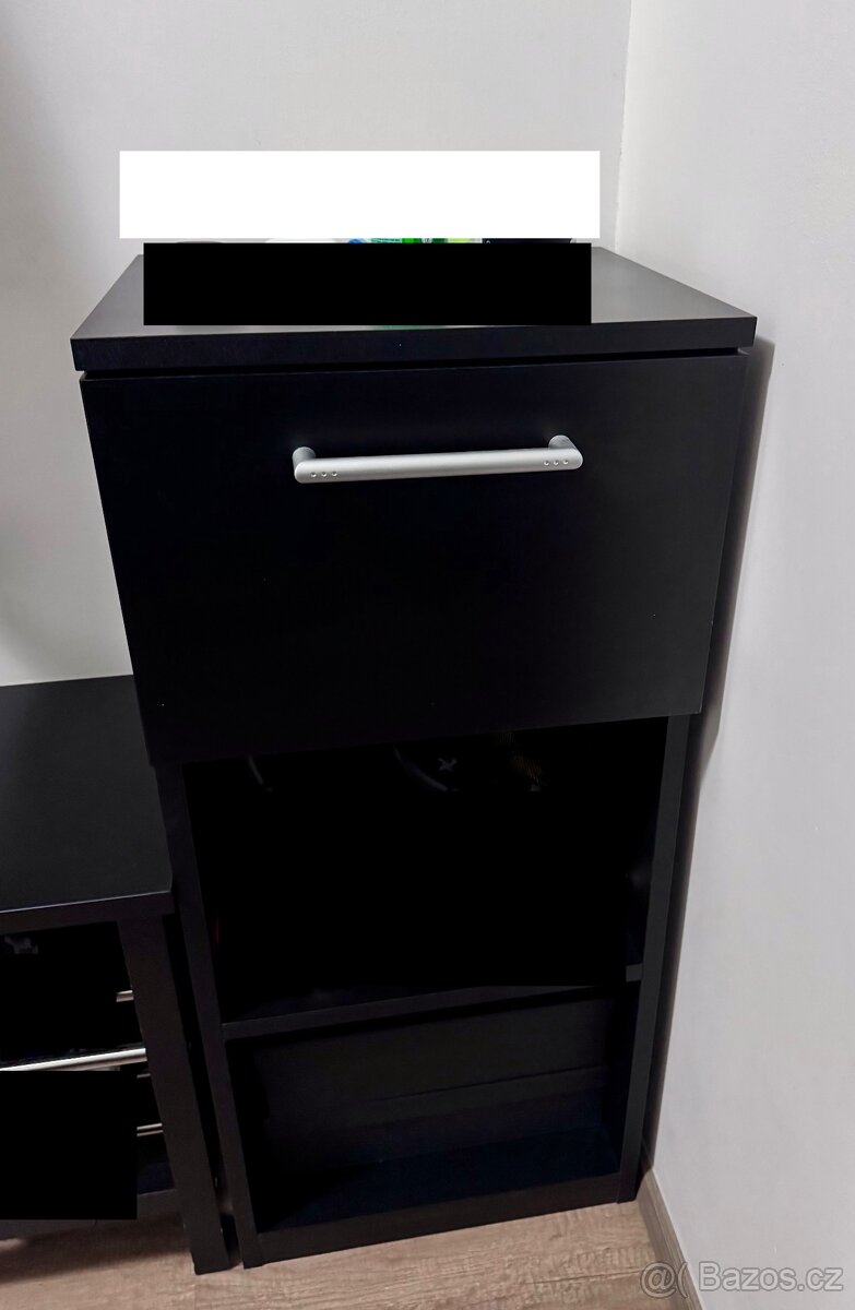Skříňka se šuplíkem a poličkami, černá - 3