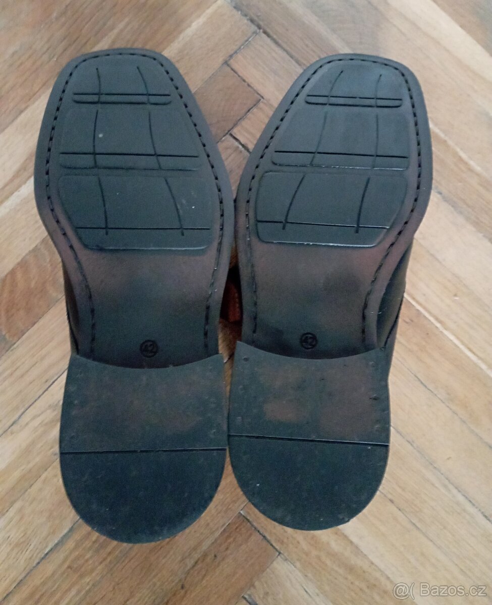 Pánské kožené společenské černé polobotky / boty Baťa - 3
