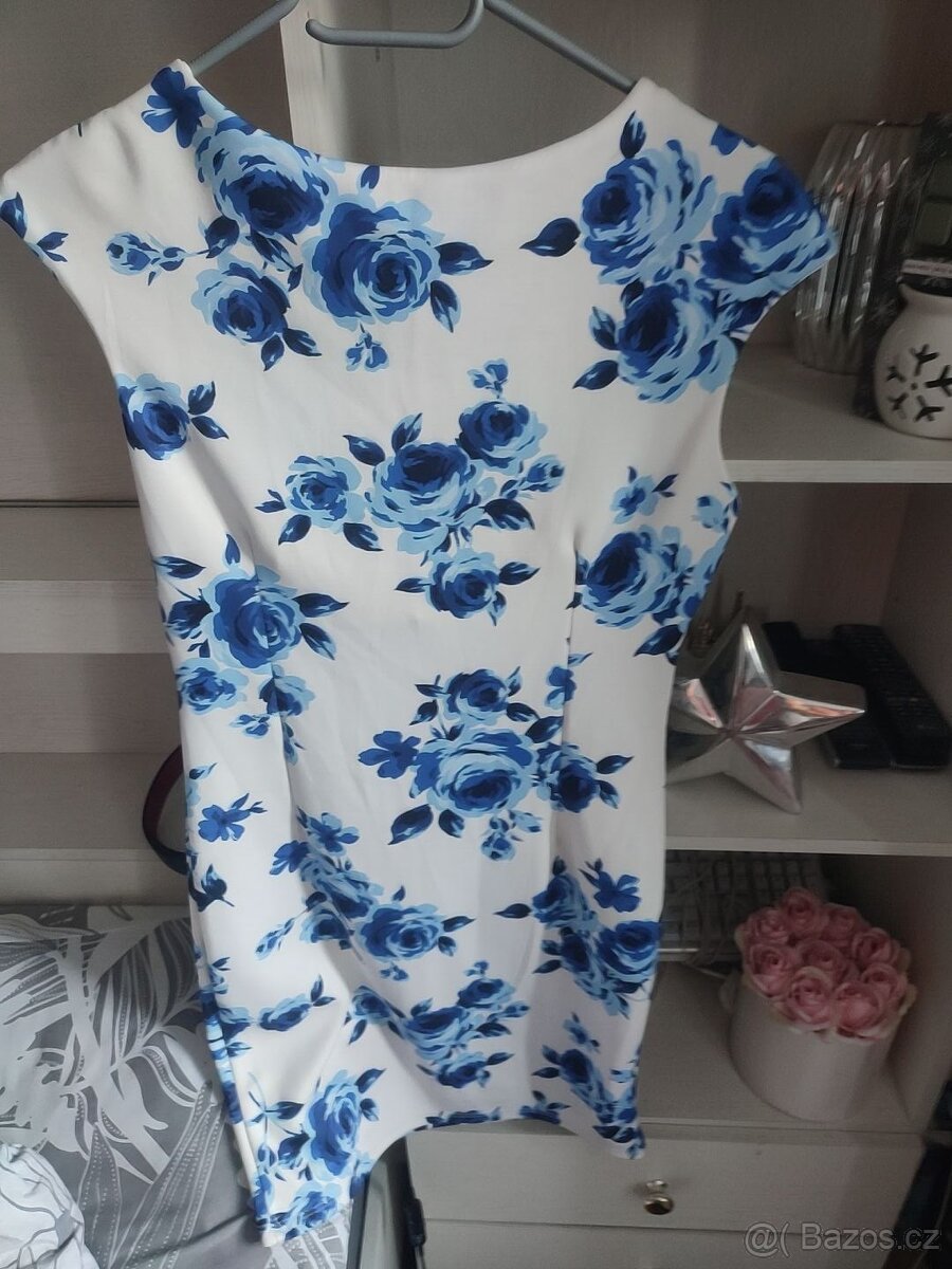 Elegantní modro bílé šaty vel.38 - 3