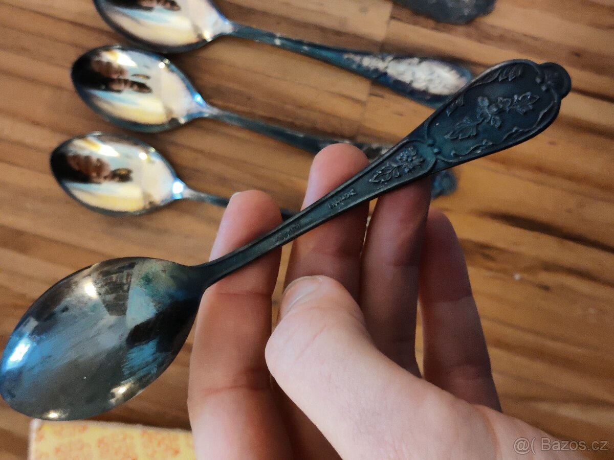 Retro postříbřené čajové lžičky - 6ks - 3