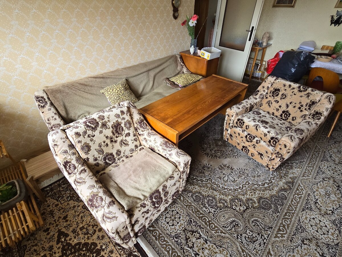 Sedací souprava, 2 křesla, stolek - 3