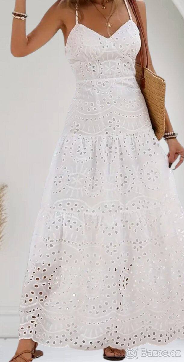 Francouzská krajka bohémské maxi šaty vel. M úplně nové - 3