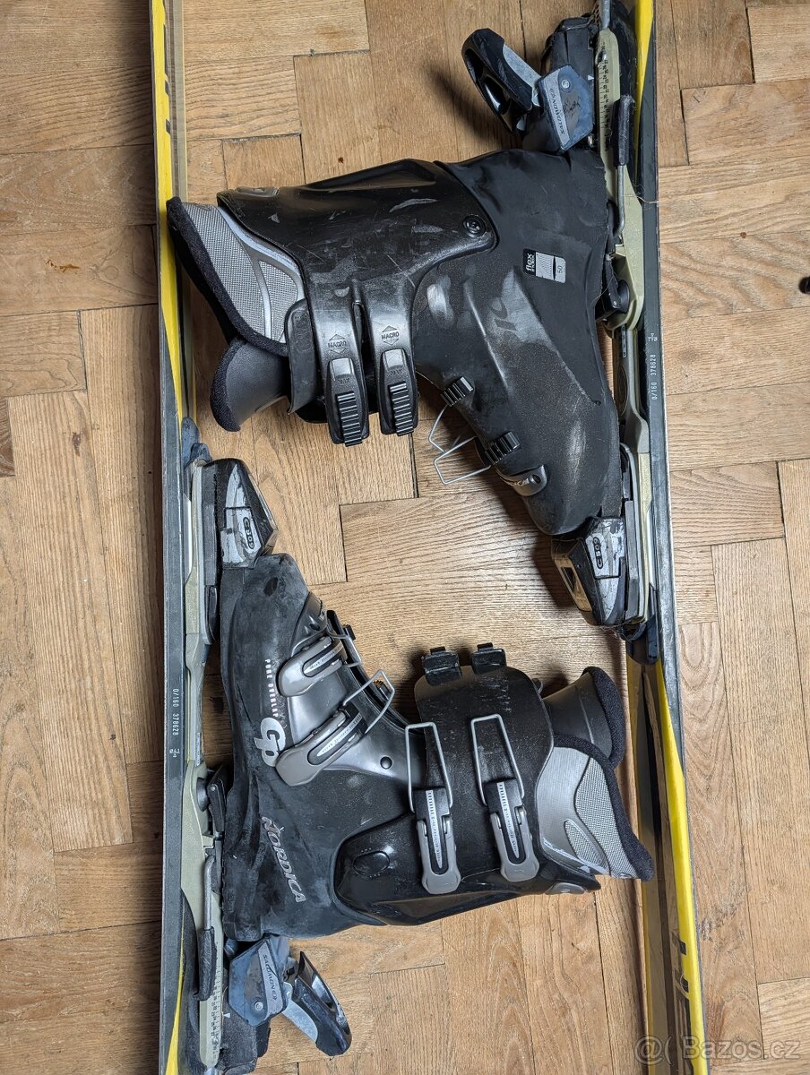 Staré lyže 160 + lyžáky vel 42-43 - 3