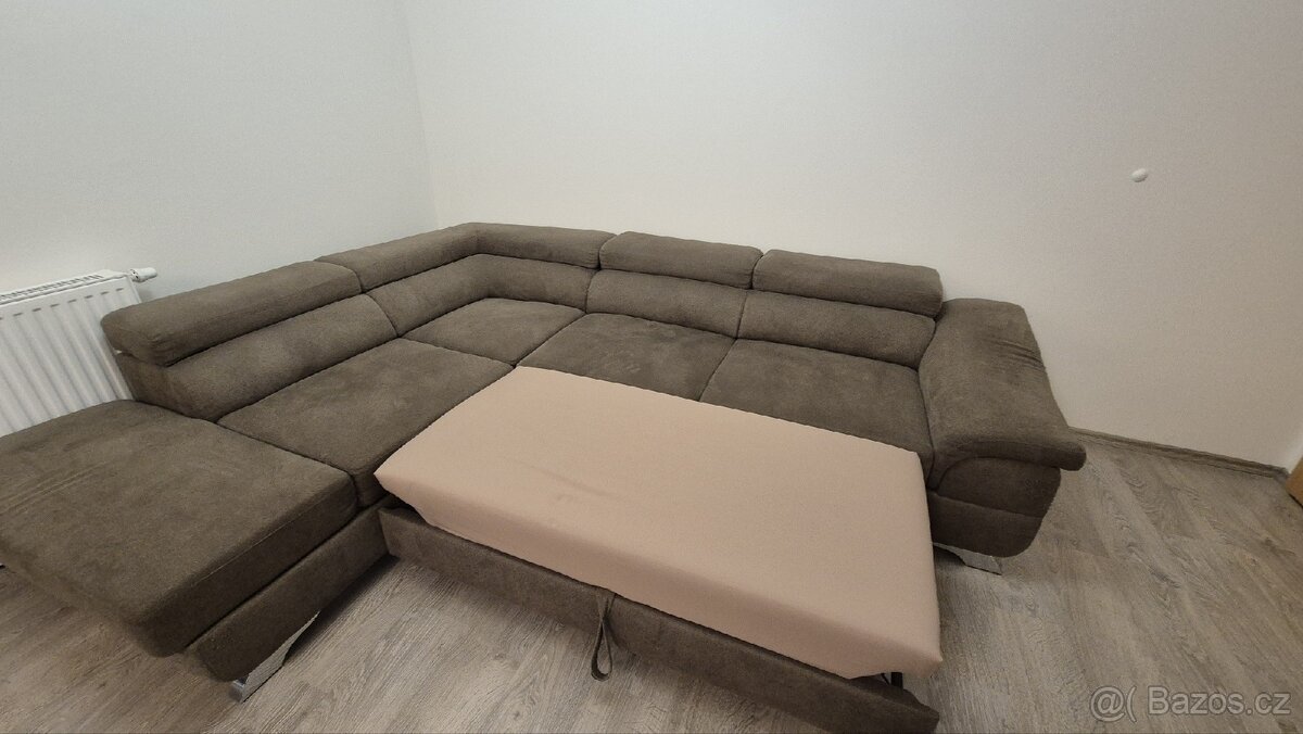 Hnědá sedačka/gauč do L - 3