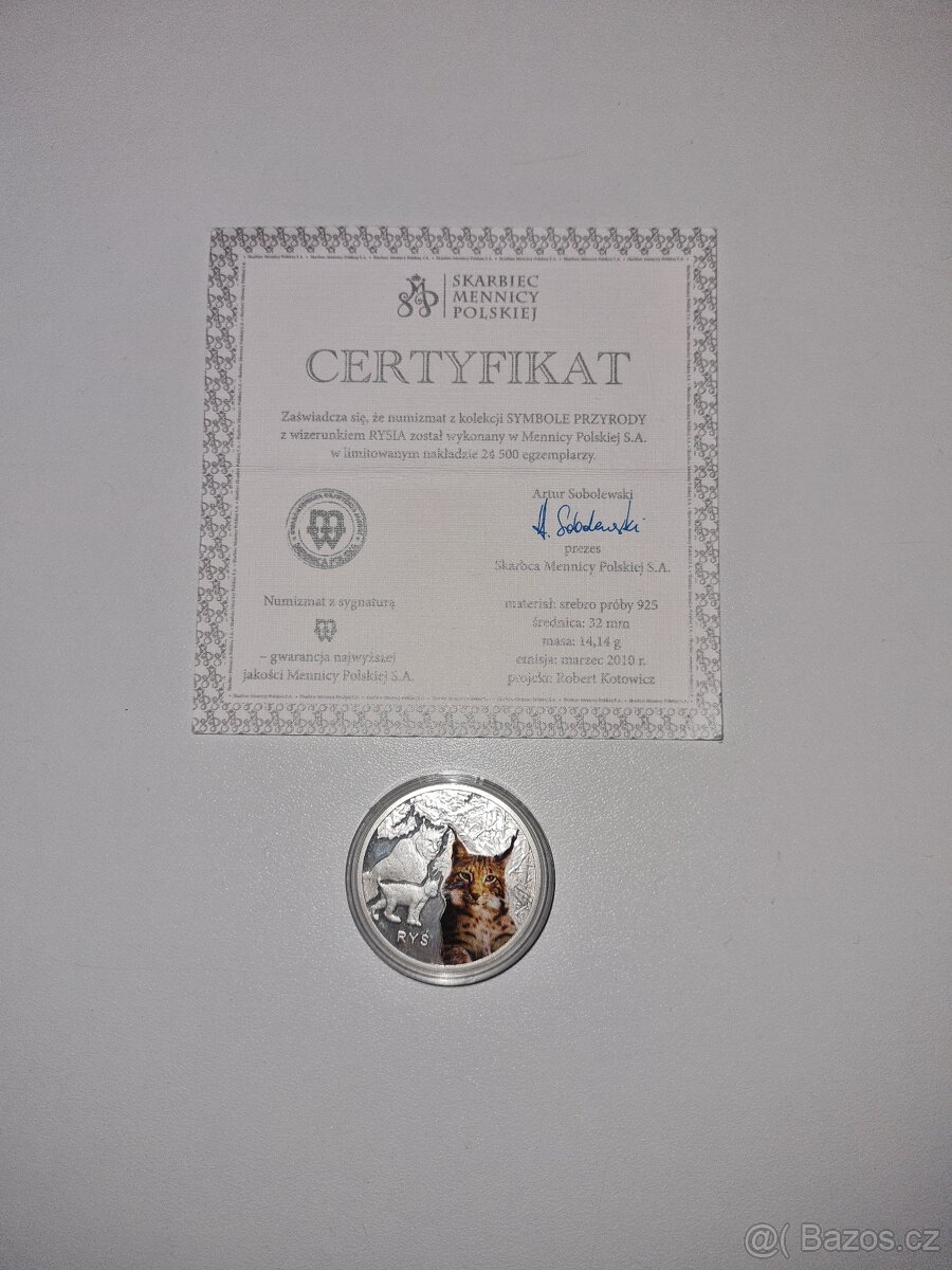 ZLEVNĚNO 1/2 oz stříbrná mince rys - 3