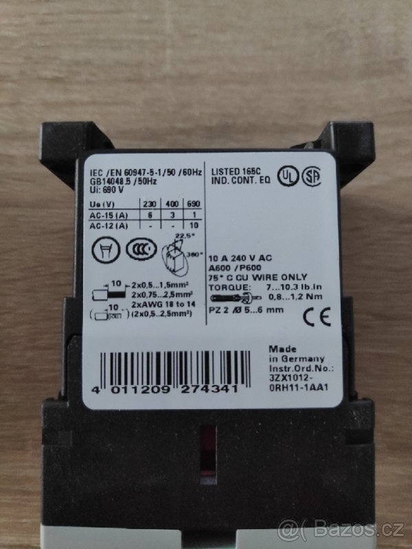 Pomocný stykač SIRIUS 3RH11 Siemens 3RH1140-1BB40 - 3