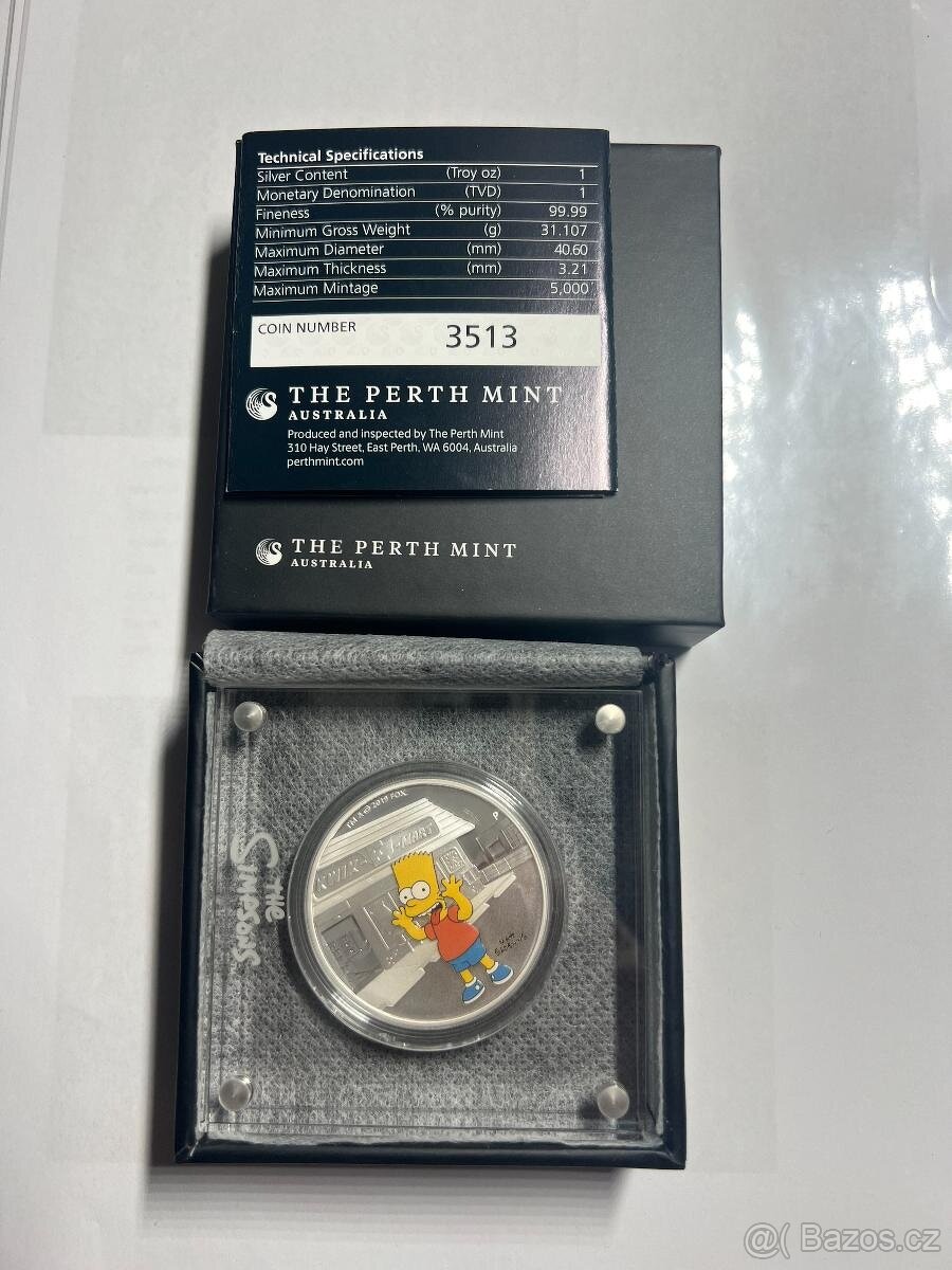 Bart Simpson stříbrná mince 1 oz Proof - 3