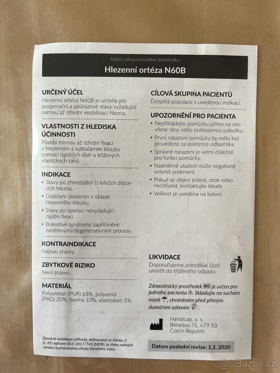 Ortéza hlezenní N60B s křížovým tahem - NEPOUŽITÁ - 3