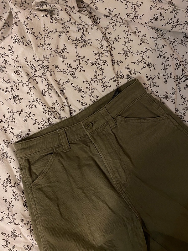 Khaki plátěné kalhoty kapsáče, vel. XS, H&M - 3