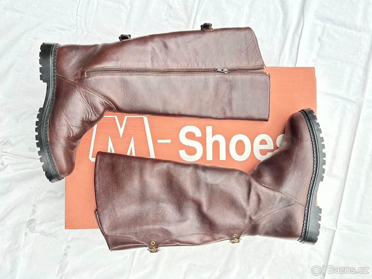 Kožené vysoké hnědé kozačky s beránkem vel. 38 málo nošené - 3