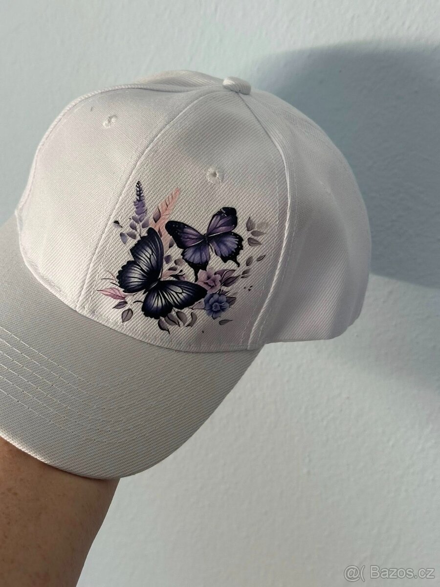 Kšiltovky bílá, modrá s nažehleným obrázkem - 3