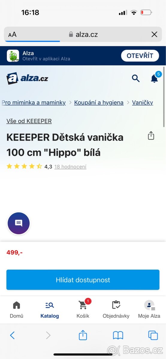 Keeeper dětská vanička Hippo bílá - 3