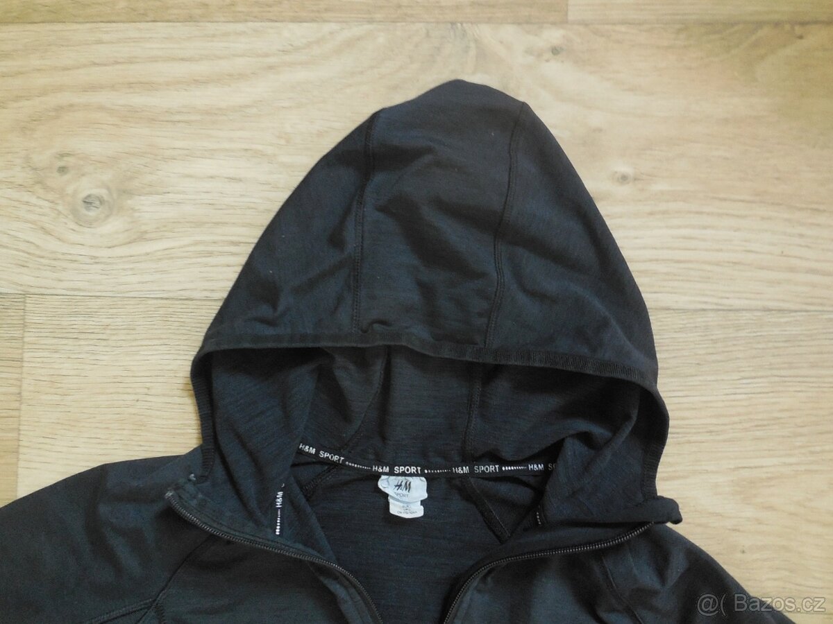 dámská H&M Sport černá mikina, zip kapuce, elast.sport. M-L - 3