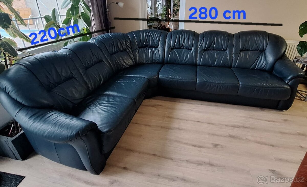 Rohová kožená sedačka a křeslo - 3
