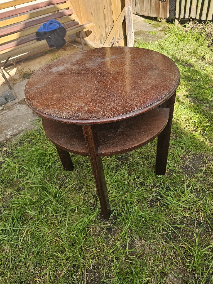 Retro masivní kulatý stůl - 3