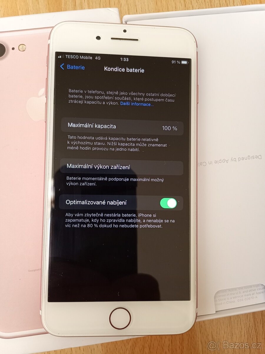 Apple iPhone 7 plus Rose Gold 128GB baterie 100% - 3
