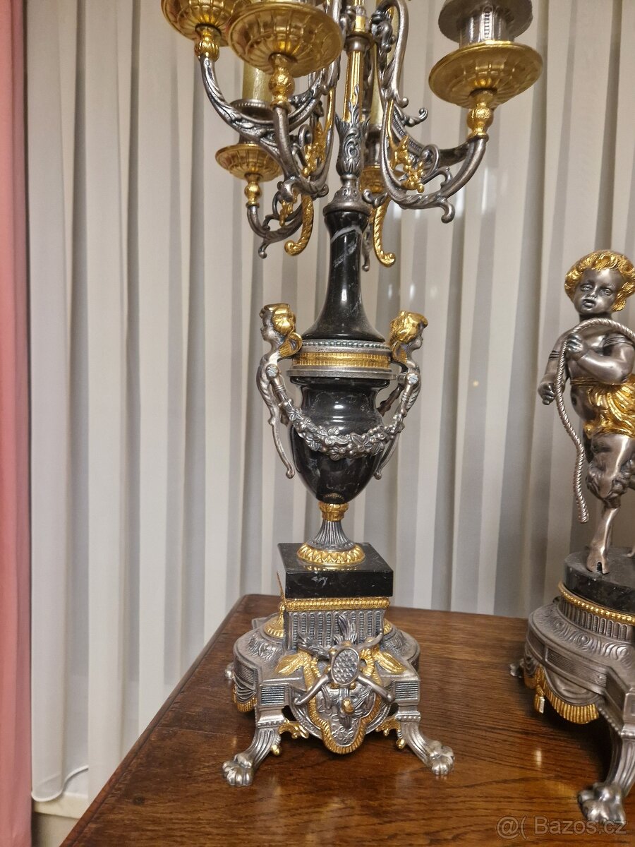 Veľmi krasne krbove hodiny a svietniky - 3