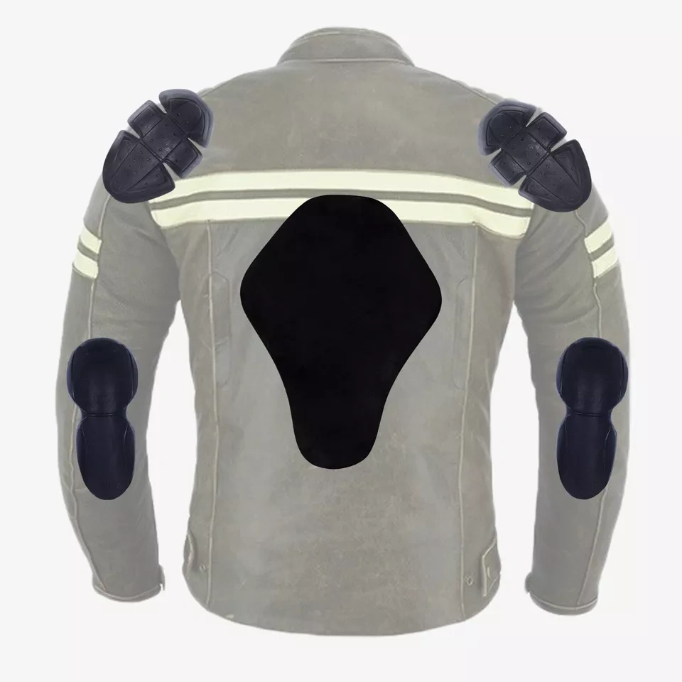 Moto Kožená Bunda Cafe Racer Brown Stripess - 3