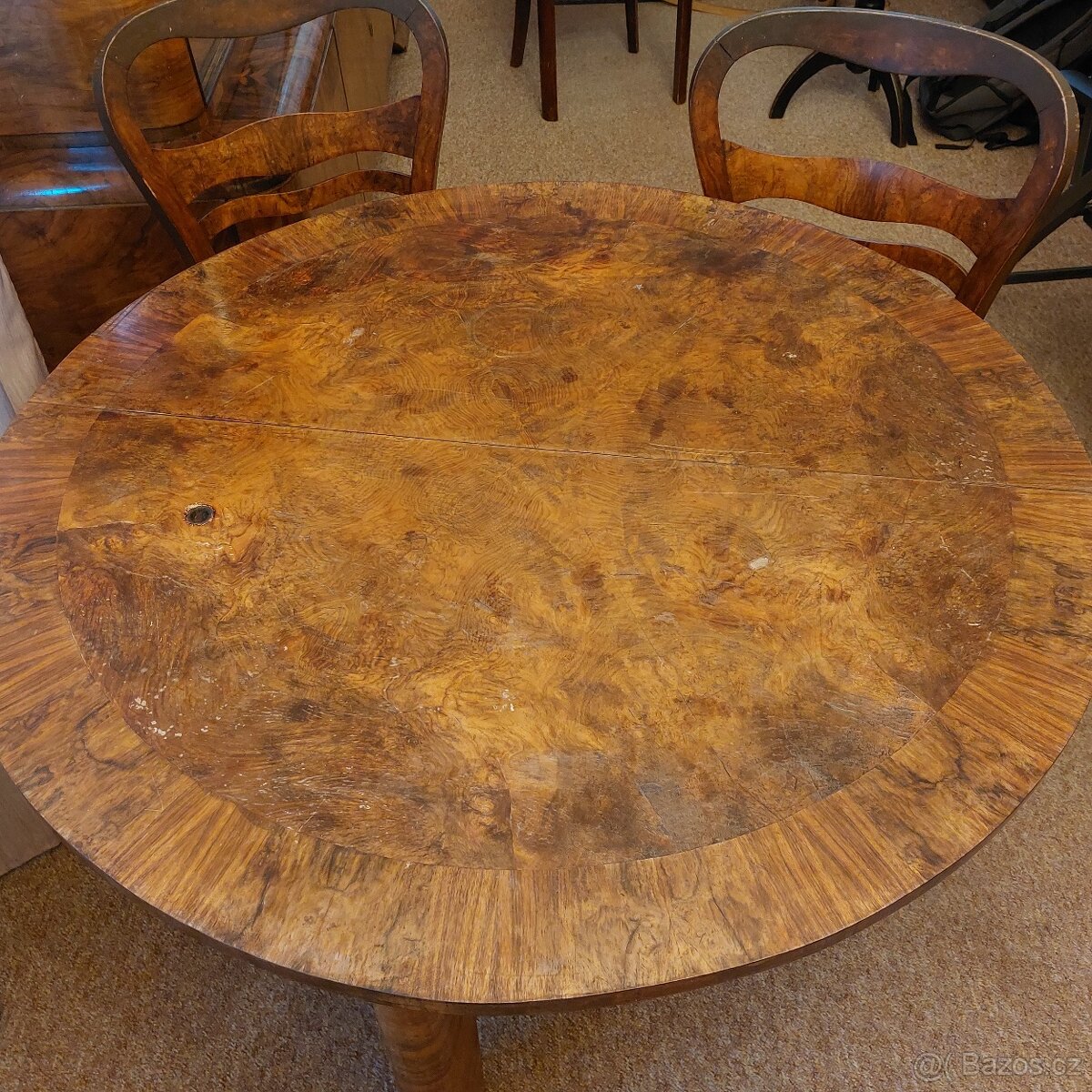 Prvorepublikový set – sekretář, rozkládací stůl a 4 židle - 3