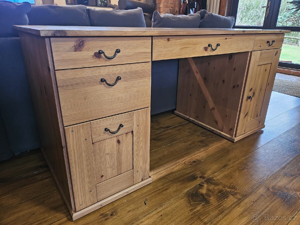 Psací stůl Ikea Alve/Leksvik mořidlo antik - 3