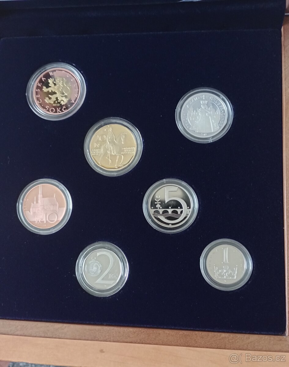 Sada oběžných mincí 2023, dřevěná kazeta, proof - 3