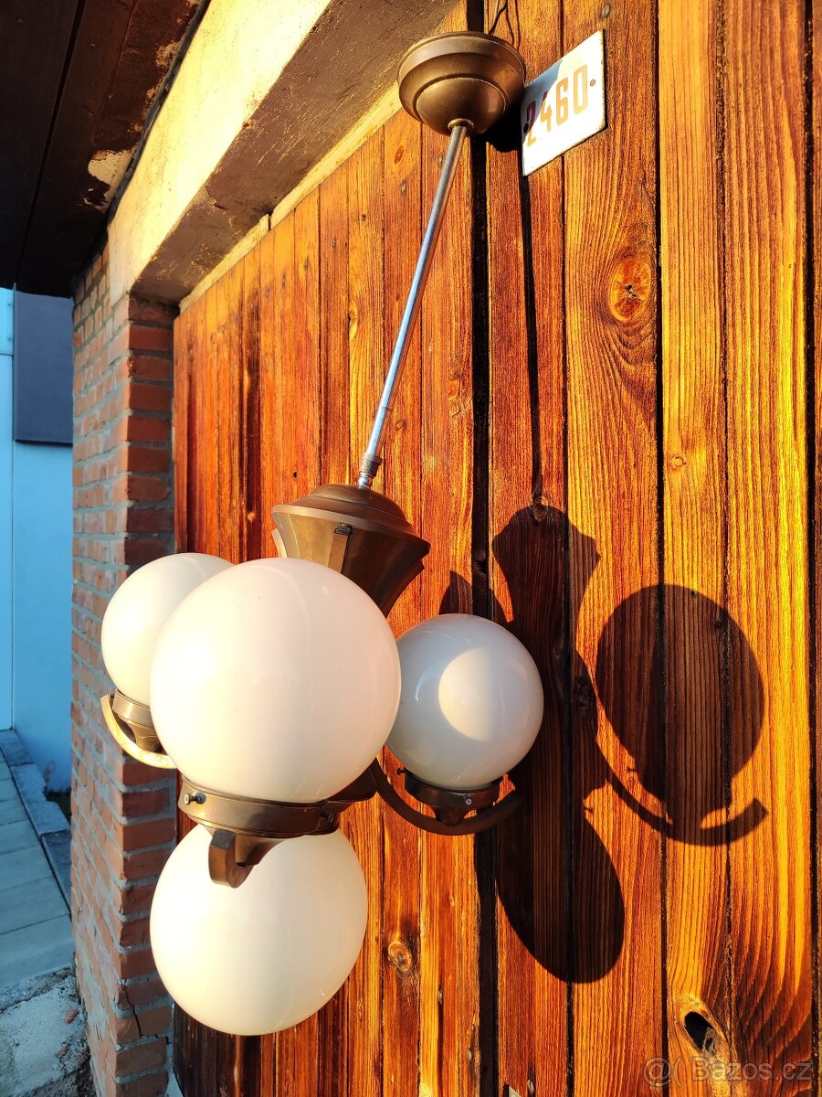 Starožitný lustr Art Deco mosaz - 3