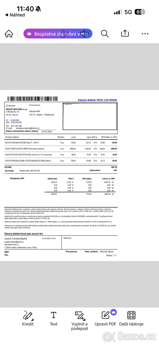 Křovinořez Hecht - 3