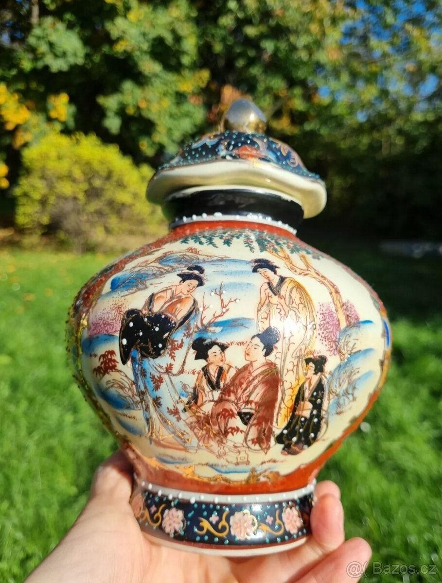 Velmi krásná stará činska porcelánová váza, ručně malovaná - 3