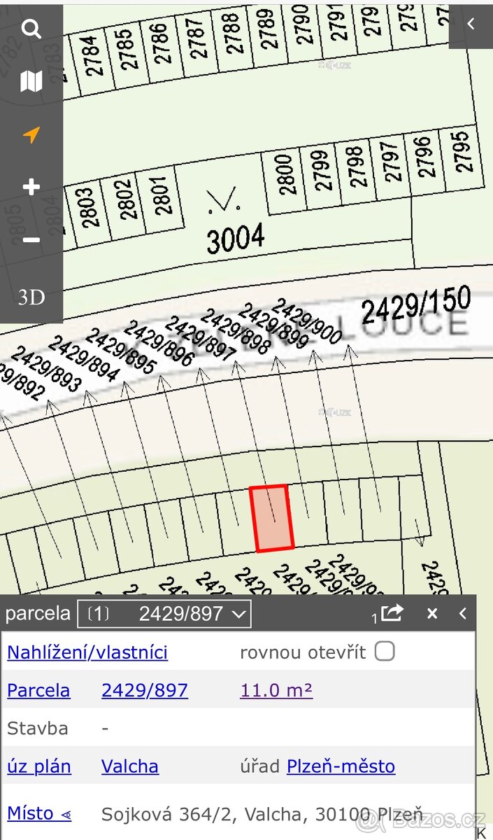 Pronájem parkovací stání Plzeň Valcha - 3