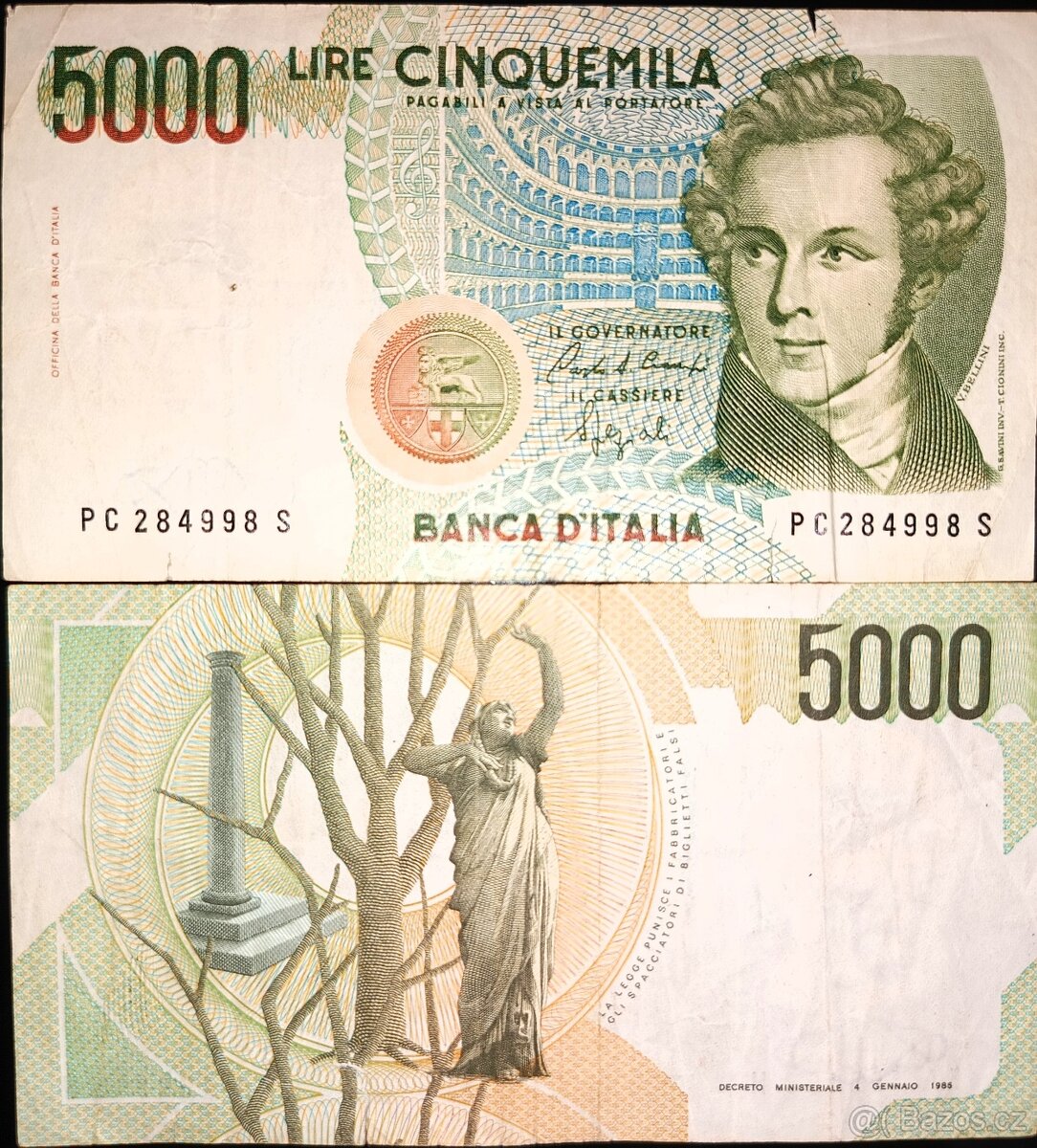 Italské bankovky 1000 - 100 000 lir 1983 - 1997 - 3