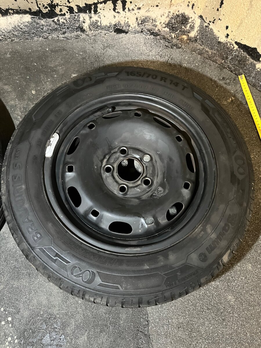 Plechové disky s pneu R14 Kola 5x100 VW - 3