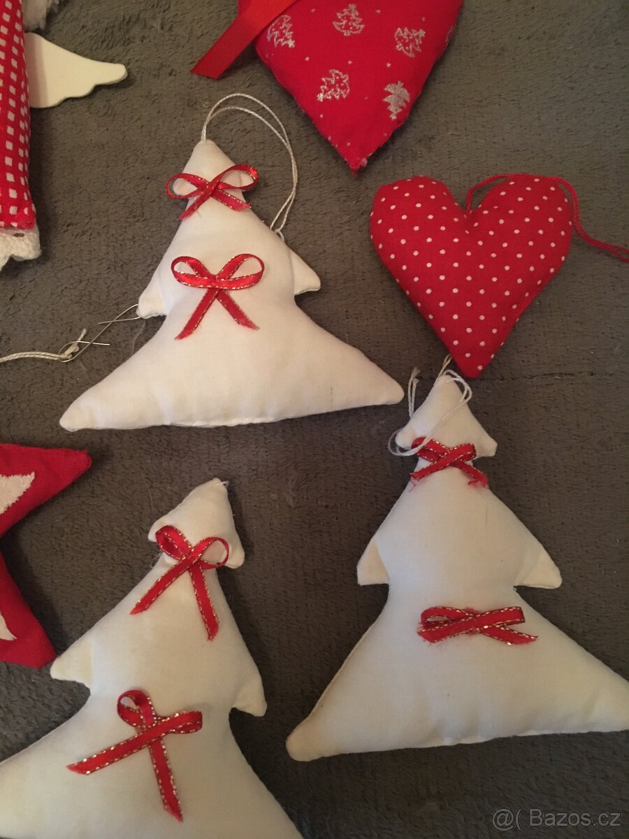 vánoční ozdoby šité látkové,celek-8ks - 3