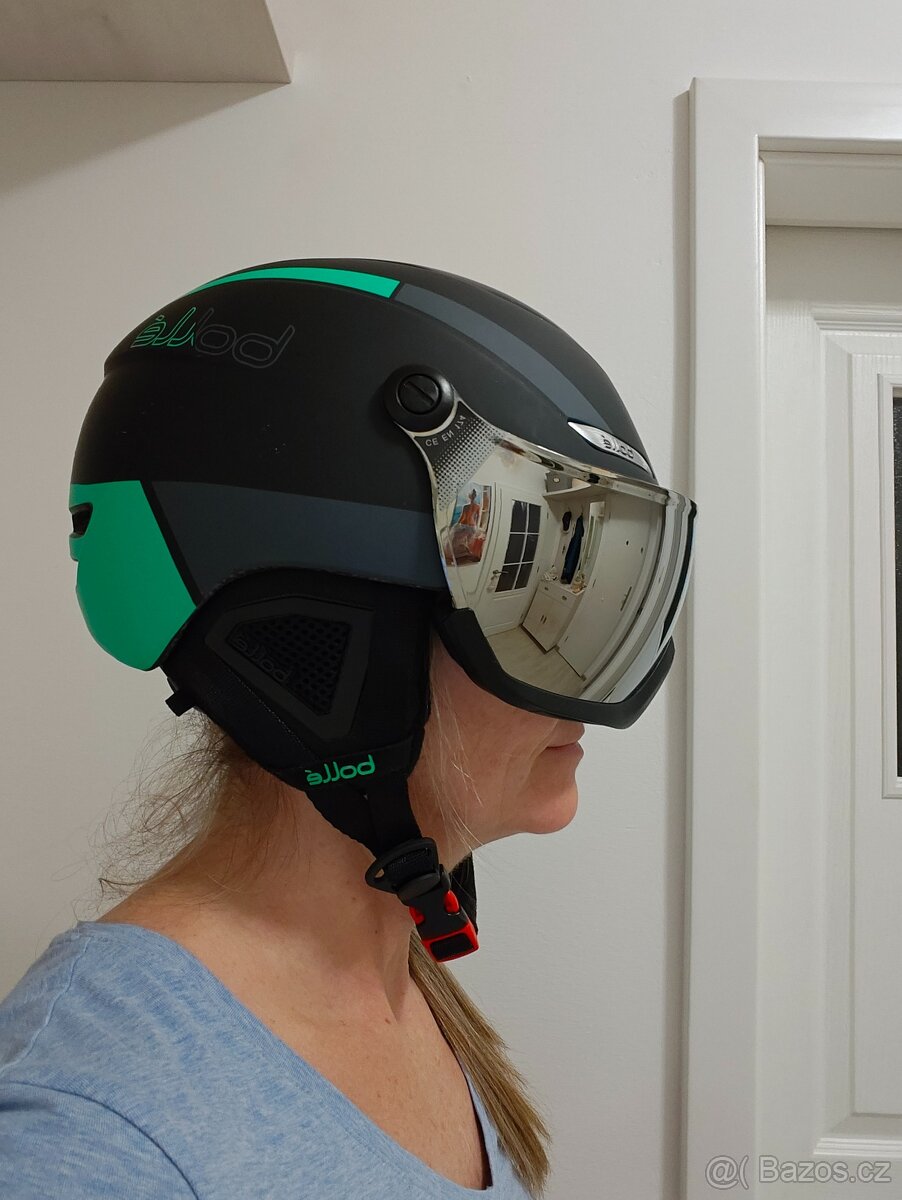 Lyžařská helma s visorem + vis. do mlhy + brýle - 3
