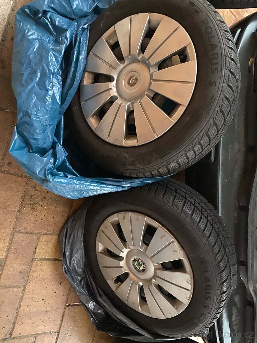 Plechové disky 14” 5x100 a zimní pneu 185/60/R14 - 3