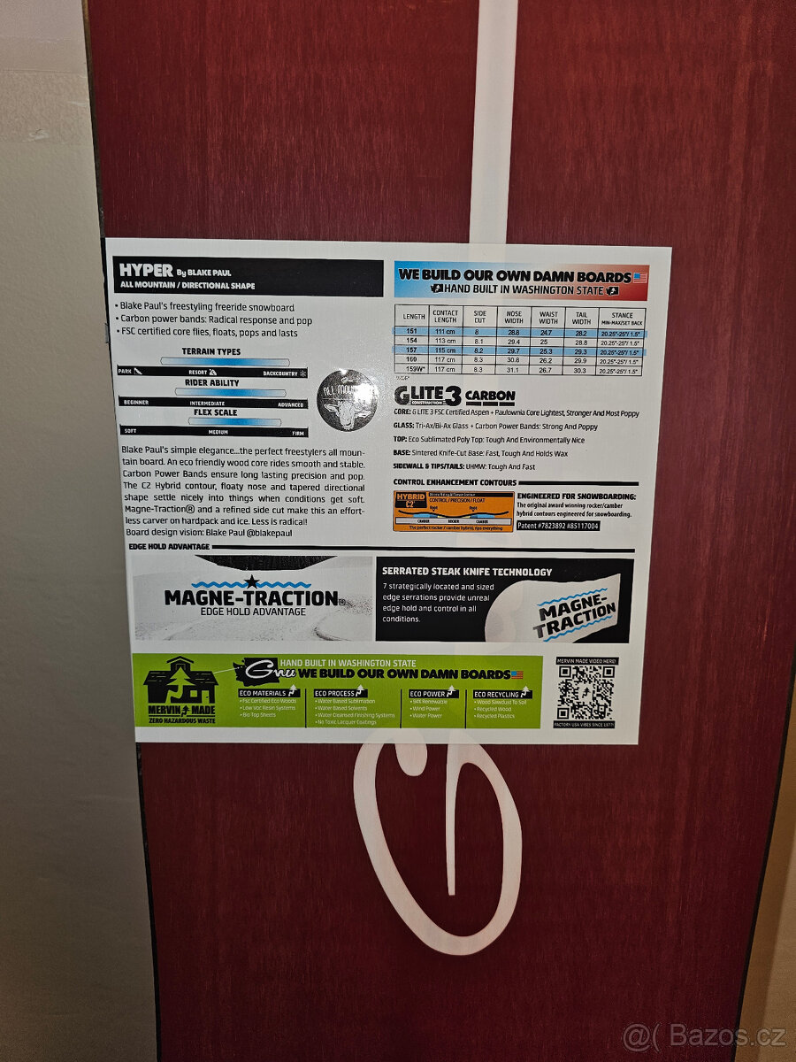 NOVÁ snowboard DOSKA GNU HYPER 160 - 3
