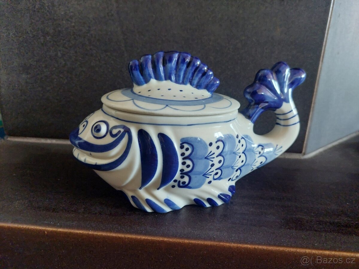 Keramická porcelánová doza cukřenka ryba - 3