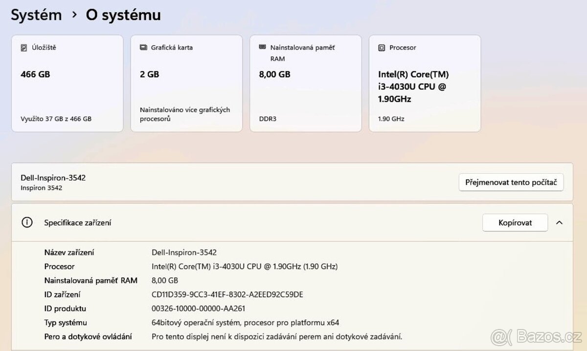 Dell Inspiron 15 3542 i3-4030 8GB 2xGPU 500GB W11Pro Red - 3