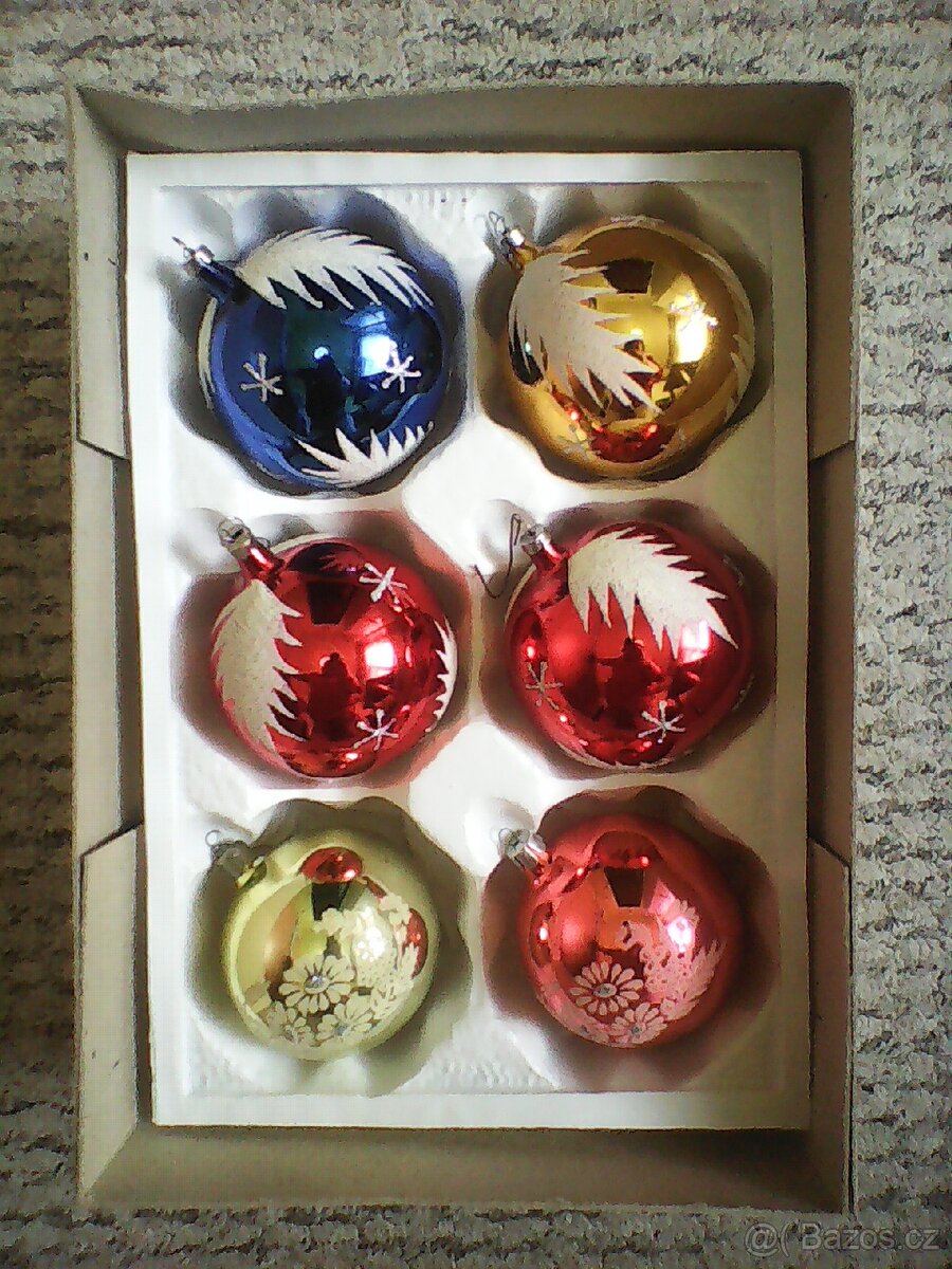 Retro skleněné vánoční ozdoby-11 krabic - 3