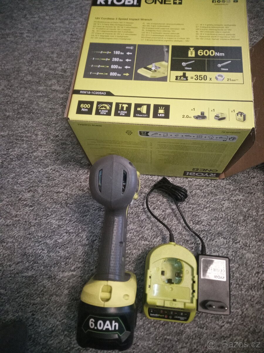 Ryobi aku rázový utahovák 600NM 6Ah - 3