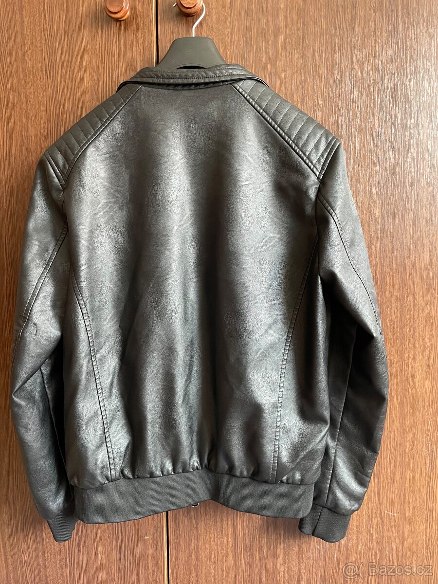 Pánská černá koženková bunda vel. L - 3