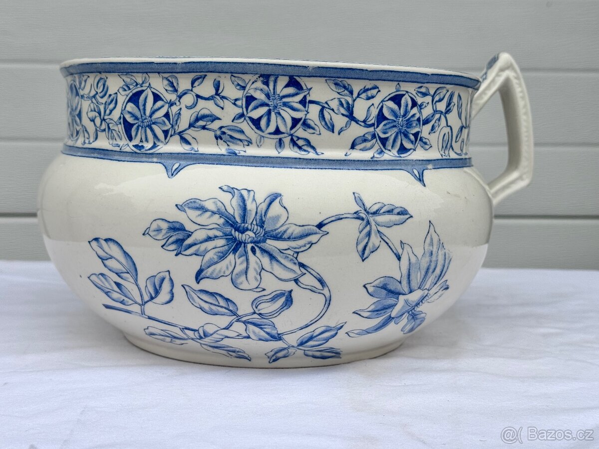 Velká fajánsová nádoba nočník Clematis plamének Francie, 19. - 3