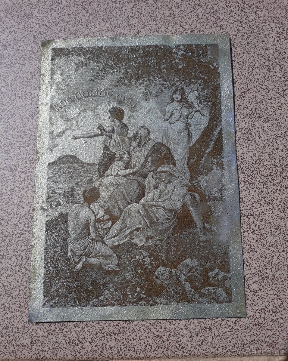 Dvě staré plechové tabulky s reliéfem - 3