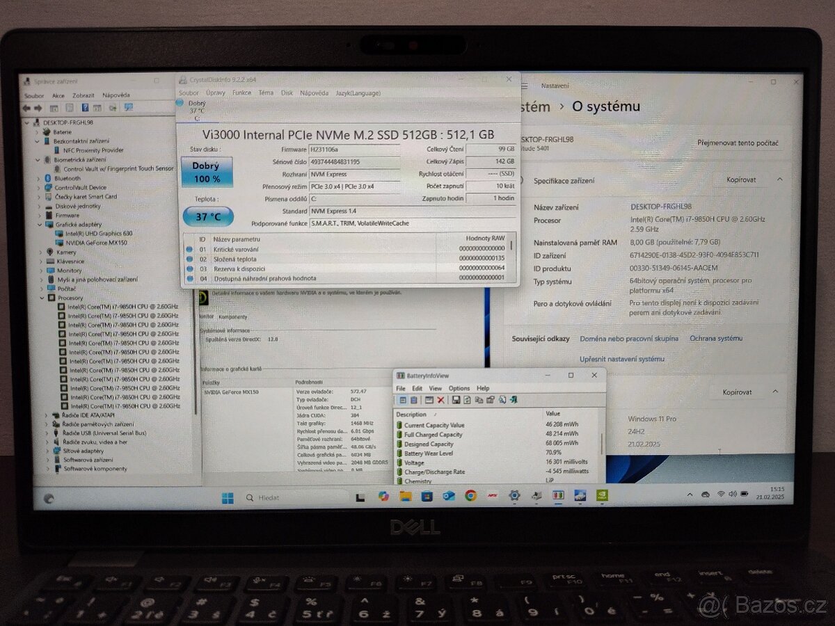 podsvícený Dell 5401,Nvidia,i7-6core-4,6 GHz,512gb M.2,Top - 3