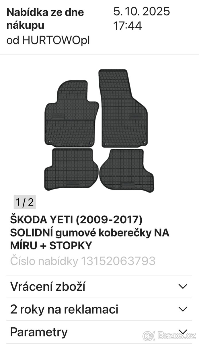 Skoda Yeti gumove koberce - 3