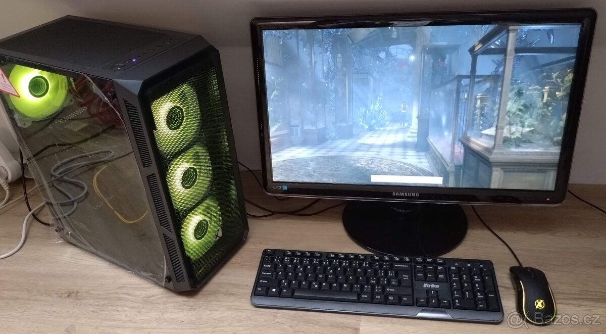 Herní PC s Ryzen 3600, RX 6600XT a 23" 1080p monitorem - 3