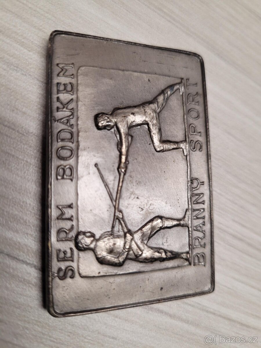 Cvičná puška na Šerm bodákem + učebnice + medaile - 3